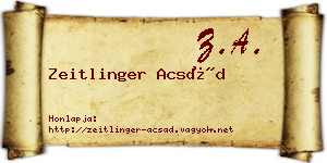 Zeitlinger Acsád névjegykártya